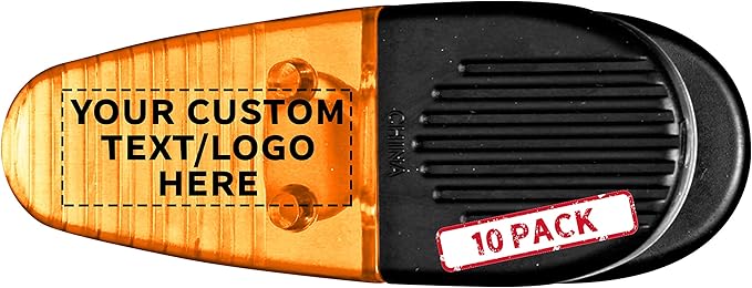 10 Magnetic Memo Holders Set - Customizable Text, Logo - Large Clip, Plastic - Orange