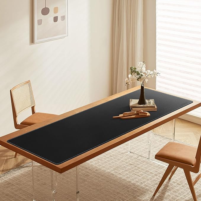 CENNBIE Leather Desk Mat Large, 63" x 19.6" Desk Pad Blotter Protector, Extended Non-Slip Mouse Pad, Waterproof PU Leather Large Mouse pad for Desk Office and Home (Black)