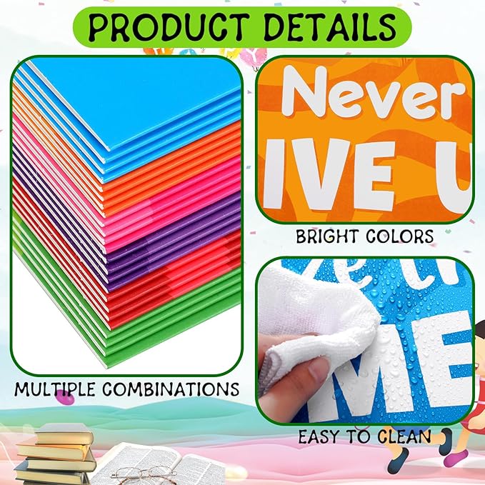 Honoson 24 Pcs Bulk Inspirational Privacy Folders for Students Cardboard Test Privacy Boards Motivational Words Desk Dividers Shield for Classroom School Study Supplies, 6 Styles(Affirmation)