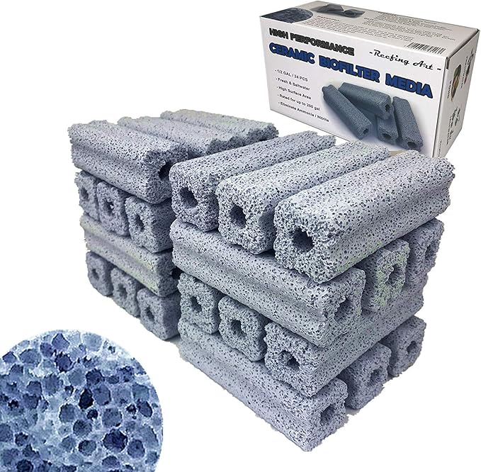 Ceramic Bio Filter Media Vast Surface Area for Aquarium Sump Canister (1 Box / 24 pcs)