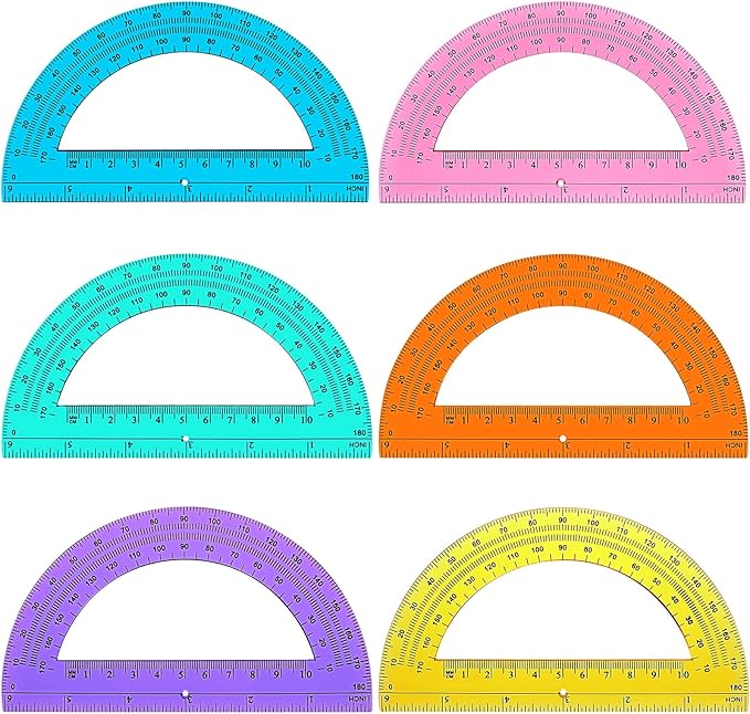 Zonon 36 Pieces Protractors Bulk Plastic 180 Degrees 6 Inch Translucent Protractors for Geometry, Angle Measurement, Students School Supplies