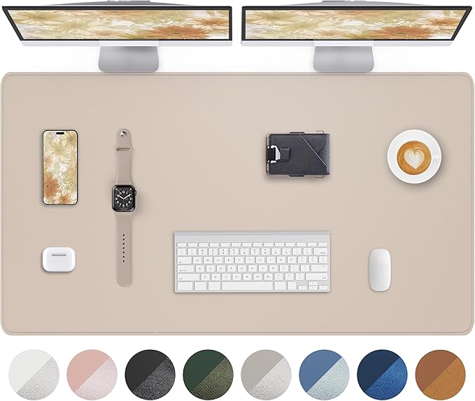 AFIING Extra Large Desk Mat - 55"x 24" Non-Slip Desk Pad for Office and Home - Ideal for Large Mouse Pad and Desk Mats on Top of Desks(Beige)