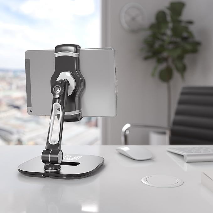 Tablet Stands and Holders Adjustable: Tablet Cell Phone Holder 360 Degree Swivel Angle Rotation for 4 to 11 inches Tab Phone iPad Samsung Galaxy Perfect POS Kitchen Bedside Office Table Reception
