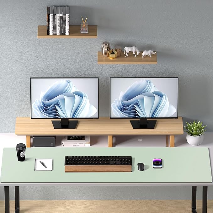 Aothia Large PU Leather Desk Pad Protector - Non-Slip Mouse Pad & Writing Mat for Office/Home, Waterproof, Easy to Clean (48" x 17",Aqua)