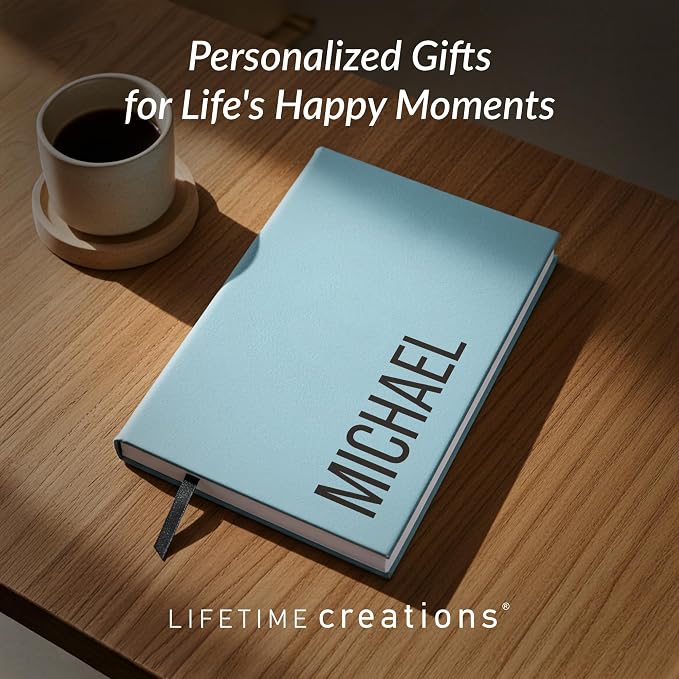 Lifetime Creations Custom Notebook (Pink, Vertical Name) - Personalized Hardcover Vegan Leather Writing Journal, Business Meeting Notebook Gift for Professionals, Hard Cover Notepad