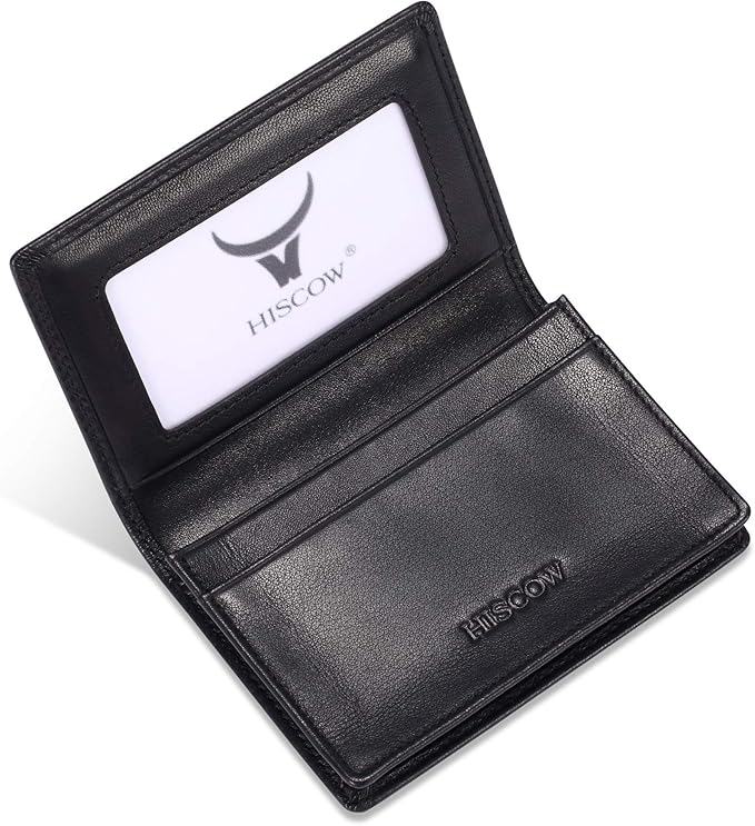 Leather Business Card Case Holder for Men & Women, Italian Calfskin