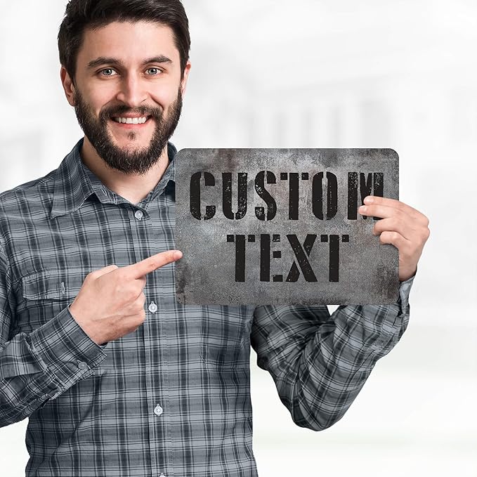 Custom Sign, Custom Street Sign, 11 Font Colors, 13 Font Styles, 4 Hole Options, 22 Sizes, 7x10 Inches, Rust Free DiBound, Fade Resistant, Made in USA by My Sign Center (Grunge Metal)