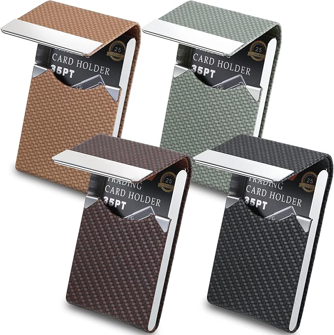 Eaasty 4 Pcs PU Leather Business Card Holder Case with Magnetic Clasp Pocket RFID Blocking Metal Business Card Holder Wallet Organizer(Multicolor,Classic Style)