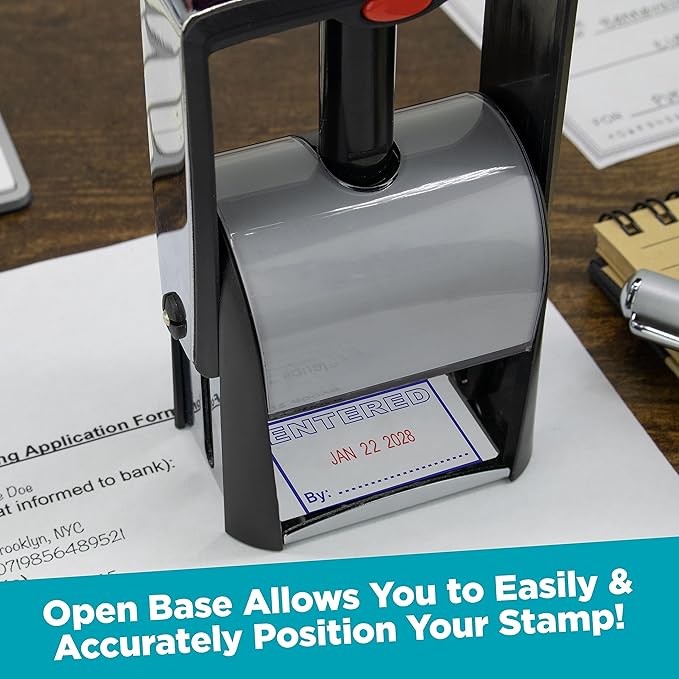MaxMark Heavy Duty Self Inking Date Stamp with Phrase Approved - Black Ink