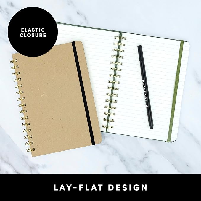 PAPERAGE Lined Spiral Journal Notebook, (Navy), 3 Pack, 160 Pages, Medium 5.7 inches x 8 inches - 100 GSM Thick Paper, Hardcover, Double-Wire Spiral Journal & Notebook