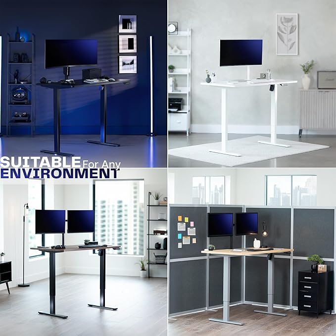 VIVO Electric 60 x 24 in Standing Desk, Memory Height Adjustment, 1B Series, Holds 220 lbs, One-Piece Dark Walnut Top, Black Frame, DESK-KIT-1B6D