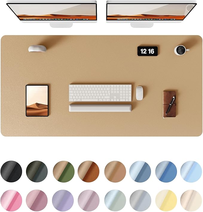 YSAGi Leather Desk Protector, Office Mat, Large Mouse Mat, Non-Slip PU Leather Blotter, Laptop Desk Mat, Waterproof Writing Pad for Office and Home (Latte, 47.2" x 23.21")