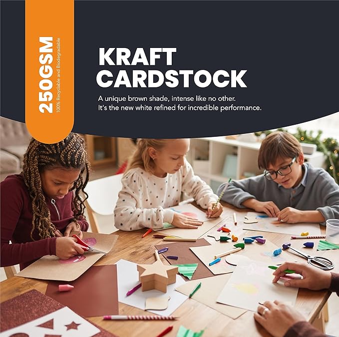Kraft Cardstock Thick Paper 50 Sheets, 8.5" x 11" Heavyweight 92lb Cover Card Stock for Crafts and DIY Cards Making
