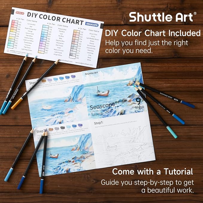 Shuttle Art 36 Colored Pencils, Seascape Themed Colored Pencils for Adult, Soft Core Color Pencils, Coloring Pencils for Adults Kids Artists Beginners Drawing Coloring Sketching