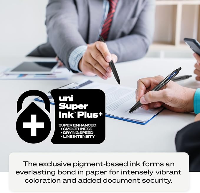 uniball™ 207 Plus+ Gel Pens, Black Ink, 0.7mm Medium Point, 2 Count | Retractable, Faster-Drying, Smooth Writing, Smear-Resistant, uni Super Ink™ Plus+