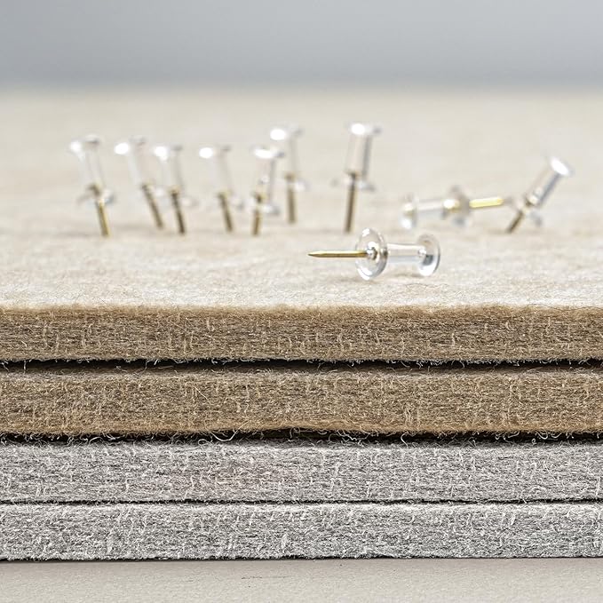 Bulletin Board, 24 x 18 inches Felt Board Decorative Pin Board, Cork Board Alternative for Wall, Foldable Photo Board Self-Adhesive Vision Board Mood Board with 20 Pushpins - Light Gray