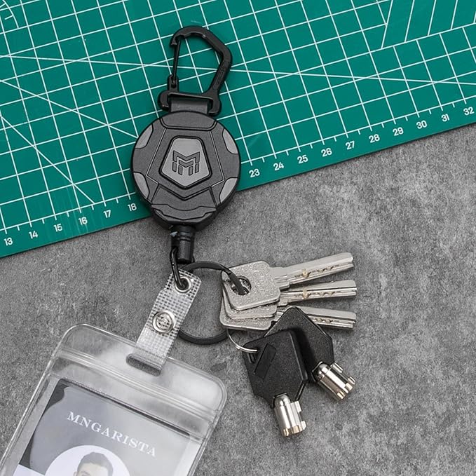MNGARISTA 4-Pack Retractable Keychain, Heavy Duty Carabiner Badge Holder, Tactical ID Badge Reel with 31.5” Steel Retractable Cord, 8.0 oz