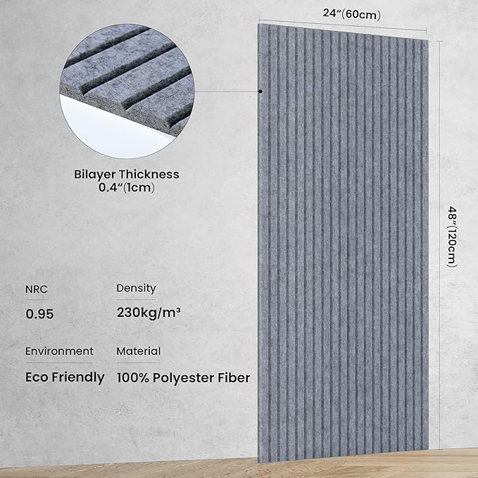 10 Pack Large Acoustic Panels,48 x 24 x 0.4 Inch Sound Proof Foam Panels for Walls，Premium Noise Dampening Panels,Sound Panels for Media Room, Office and Studio,African Gray