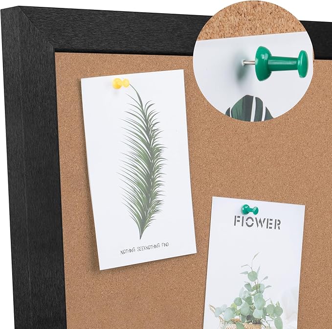 Board2by Extra Large Cork Bulletin Board 60" X 36", Foldable Notice Pin Board for Wall, Black Wood Framed 5'x3' Corkboard, Wall Mounted Noticeboard with 36 Push Pins for School, Home & Office