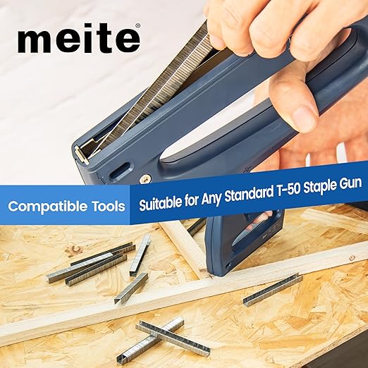 meite T-50 Stainless Steel Staples Marine, 9/16 Inch Heavy Duty Staples for Staple Gun - 20 Gauge 3/8 Inch Crown T-50 Upholstery Staple for Salt Water, Marine Applications (5 Packs)