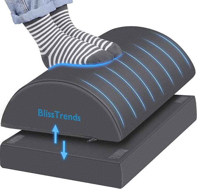 BlissTrends Foot Rest for Under Desk at Work-Versatile Foot Stool with Washable Cover-Comfortable Footrest with 2 Adjustable Heights for Car,Home and Office to Relieve Back,Lumbar,Knee Pain-Gray