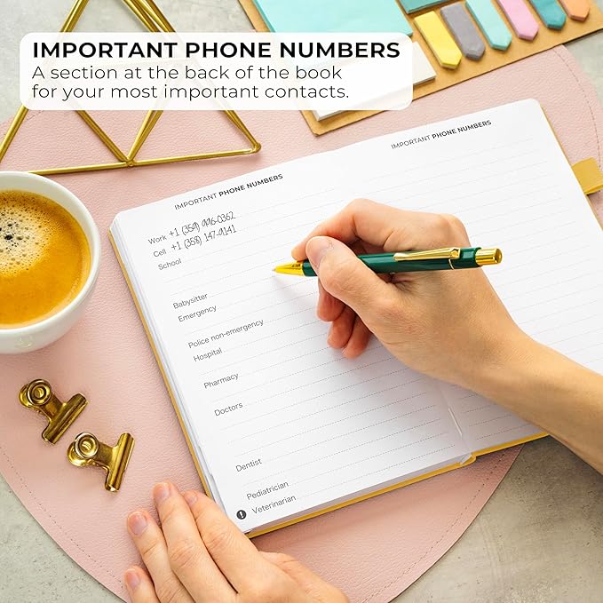 Clever Fox Address Book with alphabetic tabs - PU Leather Telephone and Address Book for Keeping Contacts Safe, Contact Organizer Journal, Medium Size (5.3″ x 7.7″) Hardcover, Amber Yellow
