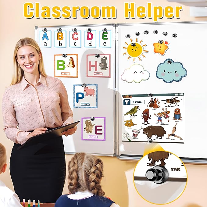 VNDUEEY 24Pcs Black Fridge Magnet Refrigerator Magnets, Magnets for Whiteboard, Small Strong Magnet for Kitchen, Office, School, Locker, Metal Decorative