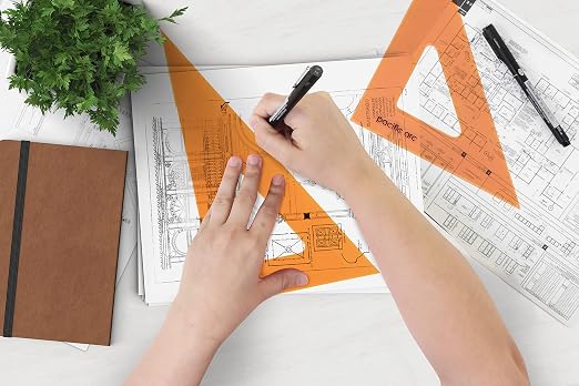 Pacific Arc's Scholastic Triangle - 12 inch - Fluorescent - 30/60 Angle - Polystyrene - Inking Edge - Technical Drawing Tools, Drafting, Architect and Engineering.