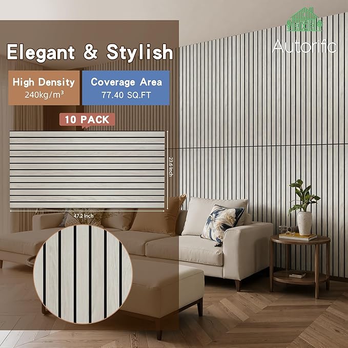 10 Pack Large Acoustic Panels 47.2”x23.6”, Decorative Acoustic Wall Panel, Sound Proof Panel with Simulated Wood Grain Finish, for Office,Home Theater,Studio,Living Room, Natural Oak