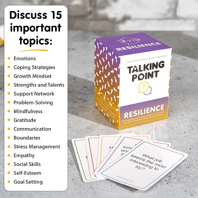200 Resilience Conversation Starter Cards for Stronger Families - Build Trust, Safety and Connection Through Transitions or Life Changes - Deeper Discussion Parents Children's Therapy Icebreaker Game
