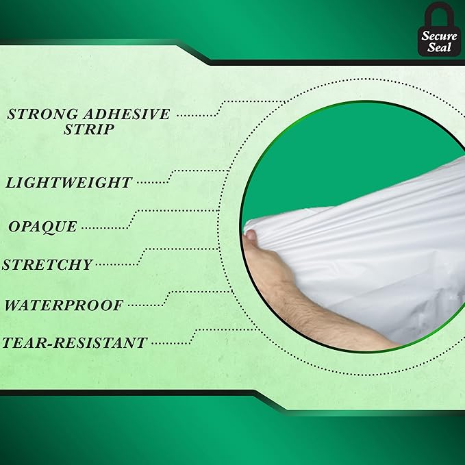 3000 Pack Secure Seal White Poly Mailers - 9x12 Safe Shipping Bags - E-Commerce Self Sealing 2 Mil Poly Envelopes