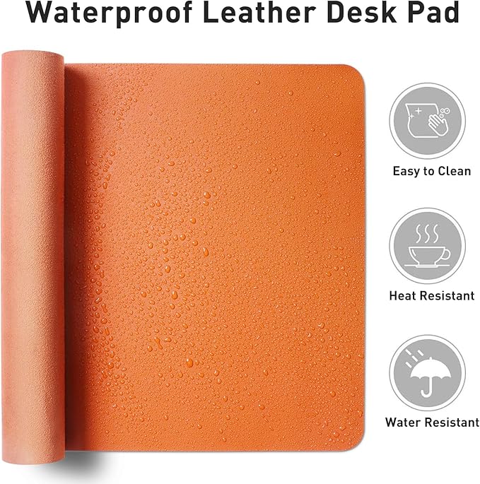 Aothia Leather Desk Pad Protector — Orange