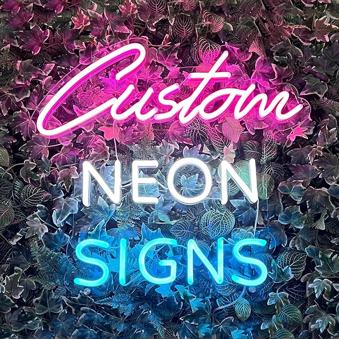 Custom Neon Signs, Neon Sign Customizable for Wall Decor, Personalized Neon Sign for Wedding Birthday Party Gift Party Bar Game Room Home Business Shop Name Logo Neon Sign (3 Lines)