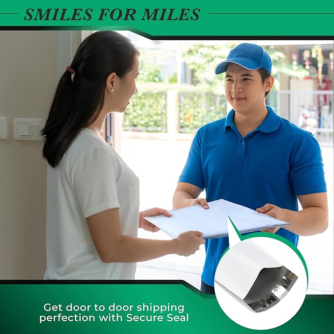 100 Pack Secure Seal White Poly Mailers Shipping Bags - Safe Shipping with 10x13 Mailers Poly Bags - E-Commerce Poly Bags for Shipping - Self Sealing 2 Mil Poly Shipping Envelopes