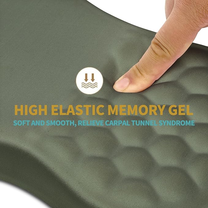 Hokafenle Ergonomic Mouse Pad Wrist Support with Massage Design, Wrist Rest Pain Relief Mousepad with Memory Foam&Non-Slip PU Base, Mouse Pads for Wireless Mouse & Desk (12x8 inch,Olive Green)