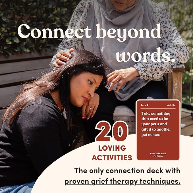 Grief is Human (Pet Edition) | Family & Friends Conversation Cards for Grieving | 70 Reflection Cards to Help You Process The Journey of Losing a Beloved Pet | Therapy for Adults | 1+ Players