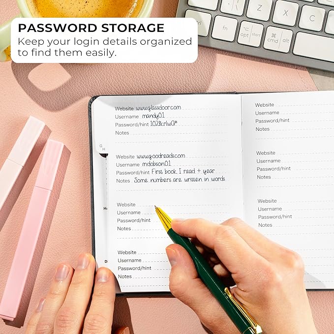 Clever Fox Password Book with alphabetical tabs. Internet Address Organizer Logbook. Small Pocket Password Keeper for Website Logins (Gray)
