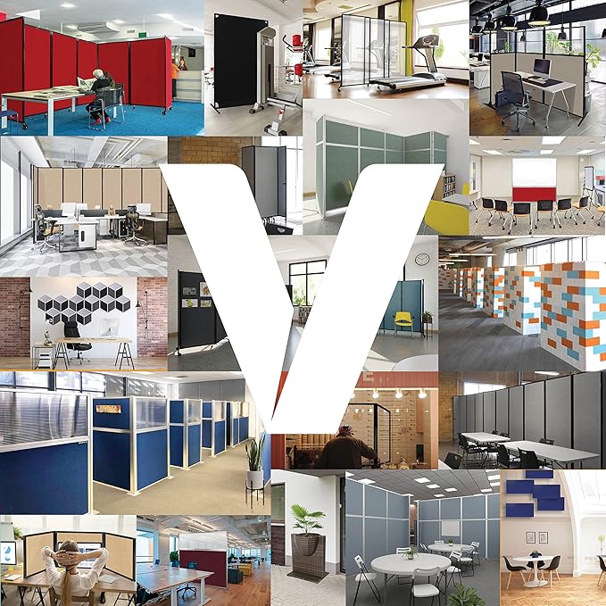 Versare Workstation Partition | Portable Wall Divider | Modern Office Cubicle | Free Standing Privacy Screen | Flexible Work Space | 33" x 70" W/Window, Red Fabric Panels