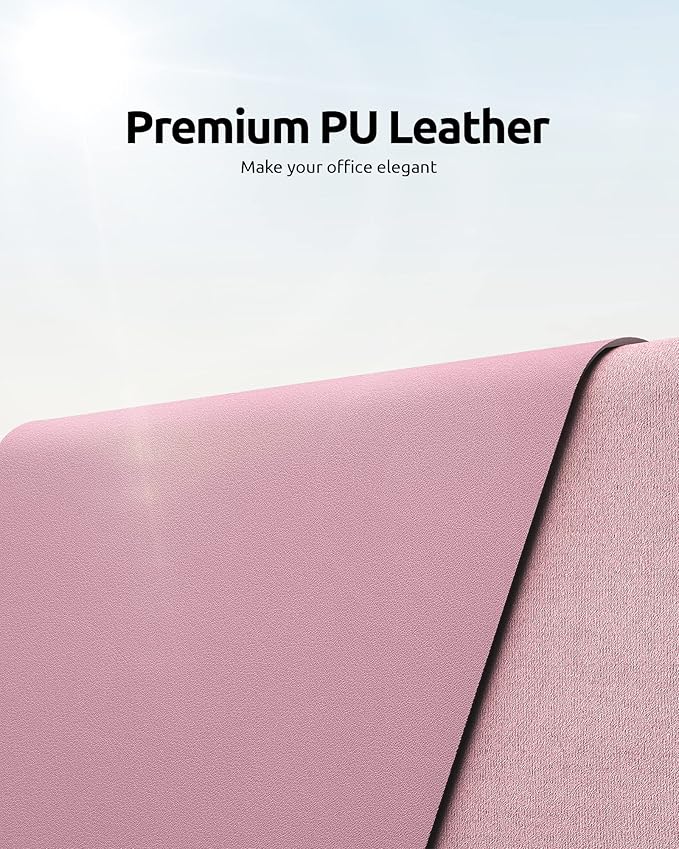 YSAGi Leather Desk Protector, Office Mat, Large Mouse Mat, Non-Slip PU Leather Blotter, Laptop Desk, Waterproof Writing Pad for Office and Home (Pale Mauve, 35.4" x 17")