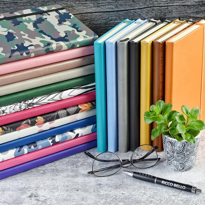 RICCO BELLO Lined Journal Notebook, Horse, Faux Leather Hardcover | With Pen Holder, College Ruled, 96 Sheets / 192 Pages, 5.7 x 8.4 Inches