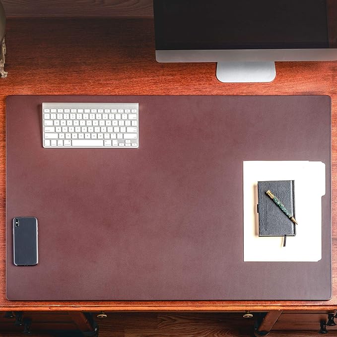 Dacasso Pad Without Side Rails Luxury Leather Blotter for Writing-Executive Desk Surface Protector, 38" x 24", Chocolate Brown