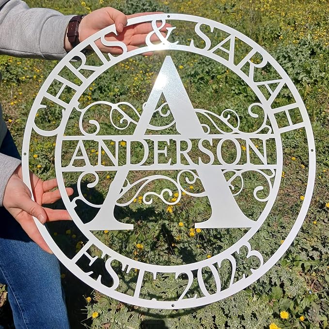 Personalized Family Name Sign, Split Letter Monogram Wall Art Decor, Durable Steel Family Last Name Decor, Custom Signs Indoor or Outdoor, Personalized Wedding Gifts, Housewarming Gift