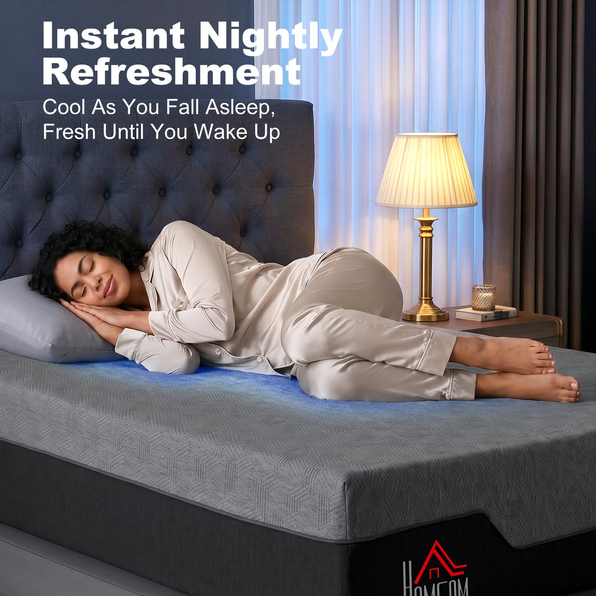 Queen Mattress, 14 Inch Memory Foam Mattress for Pressure Relief, Graphene Gel Cooling Copper Bed in a Box, Made in USA