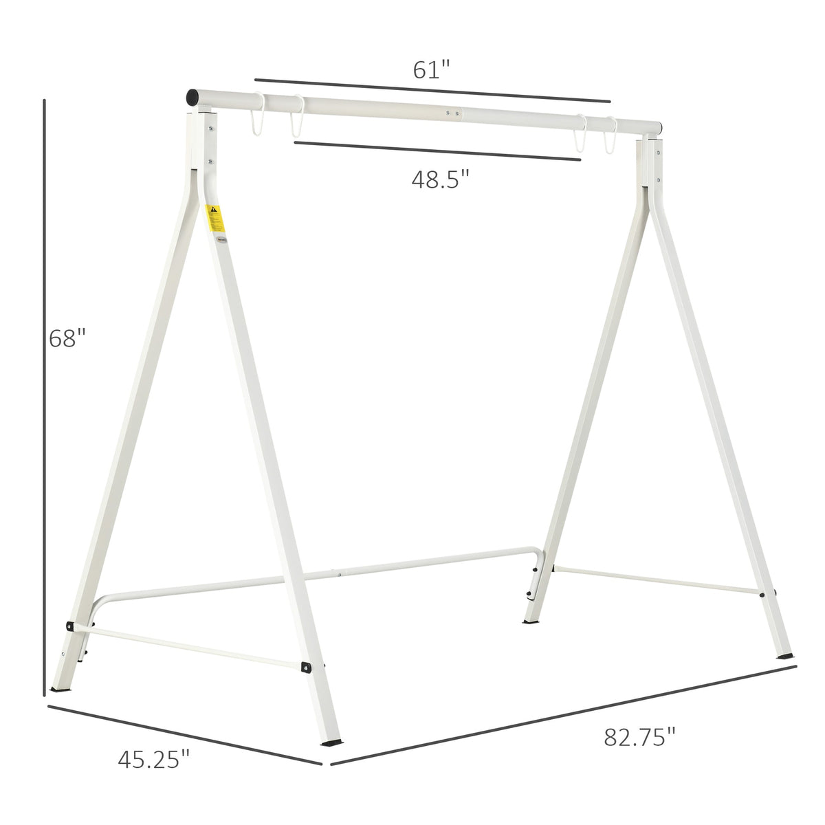 Metal Porch Swing Stand, Heavy Duty Swing Frame, Hanging Chair Stand Only, 528 LBS Weight Capacity, for Backyard, Patio, Lawn, Playground, White