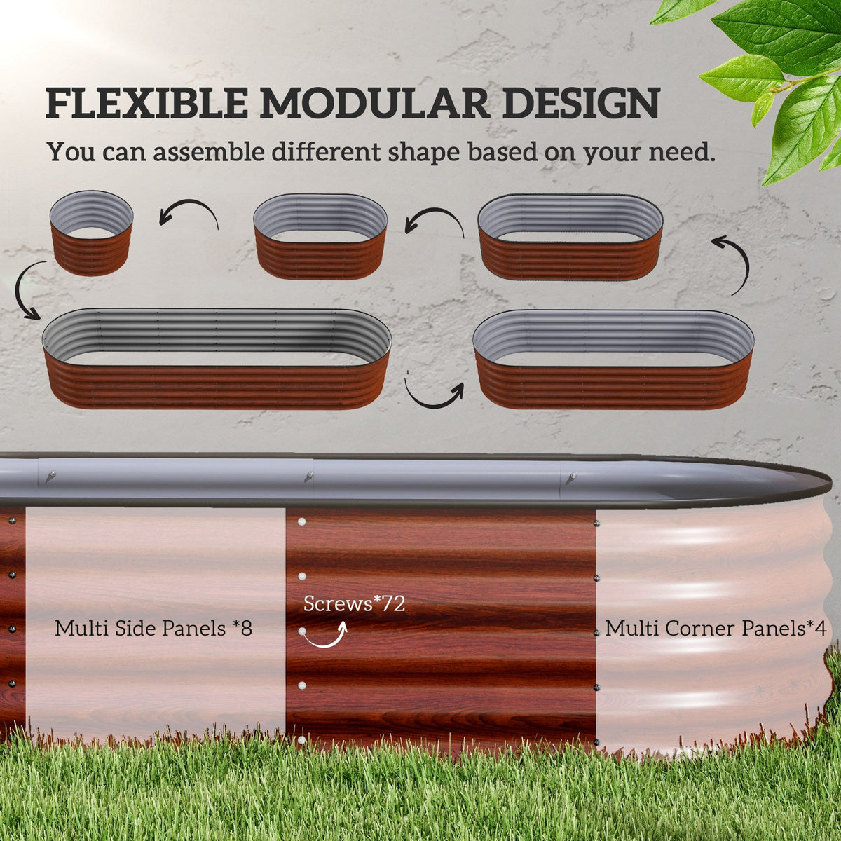 7.9' x 2' x 1.4' Galvanized Raised Garden Bed Kit, Metal Planter Box with Safety Edging, Brown