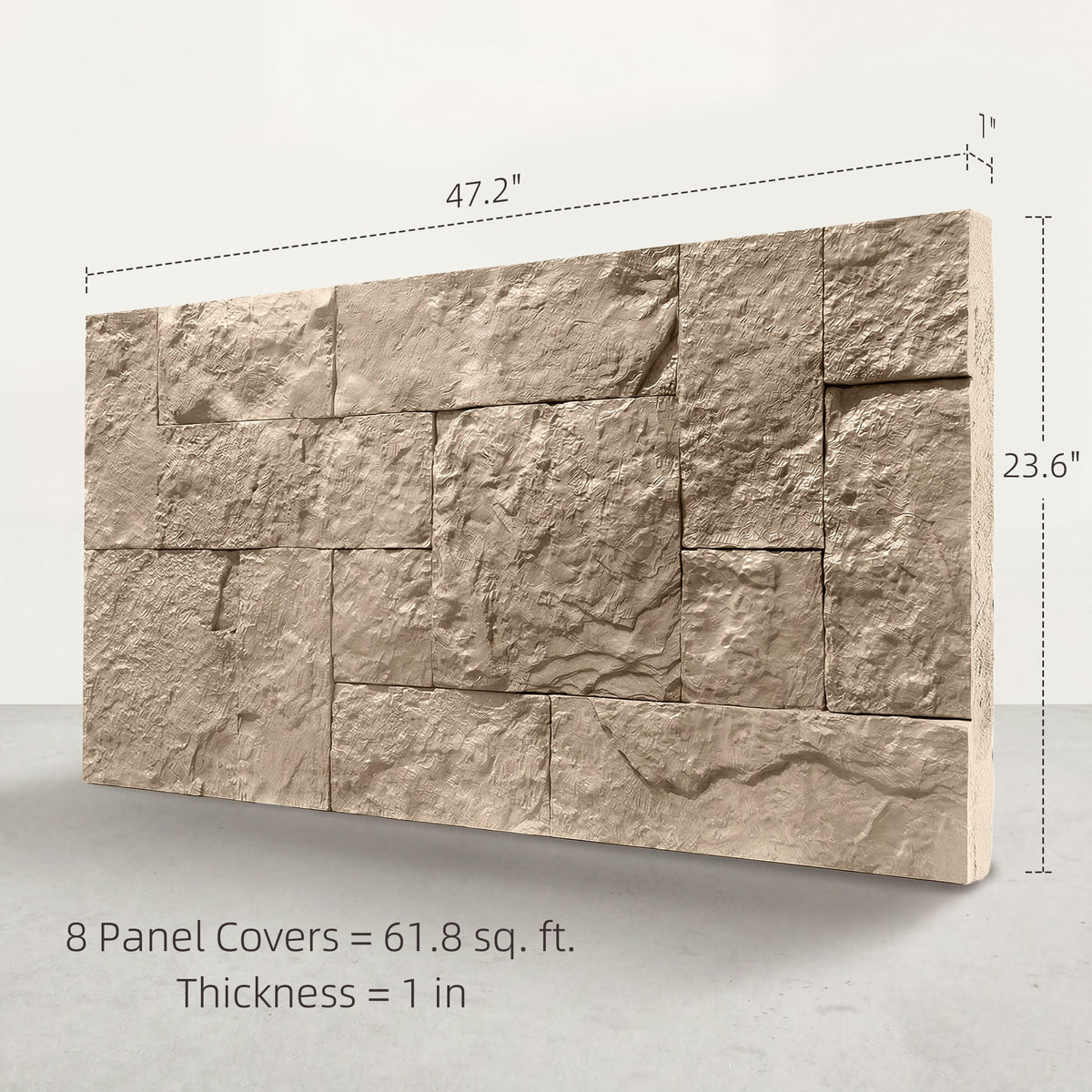 8-Pack 3D Faux Stone Wall Panels, Lightweight Polyurethane Panels for Interior and Exterior Accent Walls, Beige