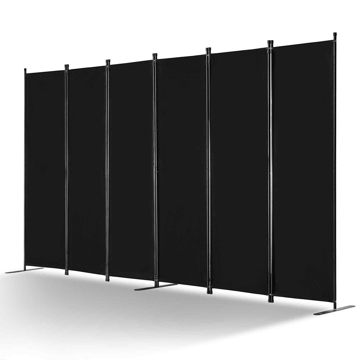 Room Divider, 6 Panel Room Divider, Folding Privacy Screen and Portable Partition Divider for Room Separation, Freestanding Room Partitions for Office, Bedroom, Study, Black