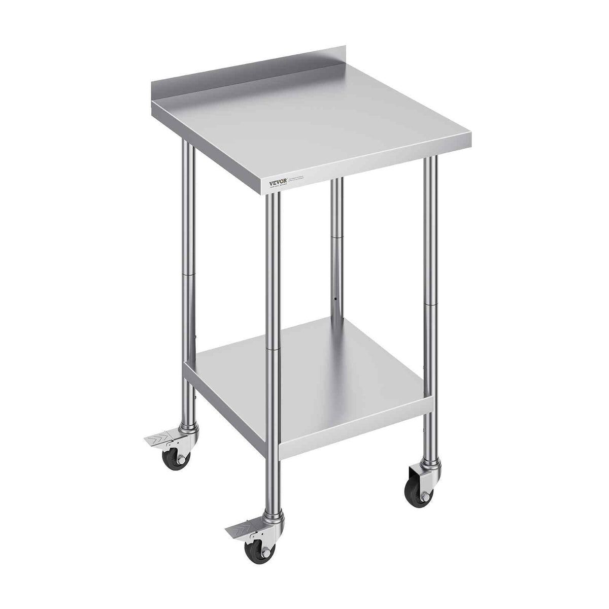 24 x 24 x 40 Inch Stainless Steel Work Table, Commercial Food Prep Worktable with Casters, Heavy Duty Prep Worktable, Metal Work Table with Adjustable Height for Restaurant, Home and Hotel