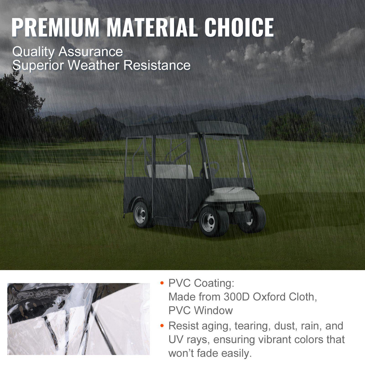Golf Cart Enclosure, Polyester Driving Enclosure, Club Car Covers Universal Fits for 2+2 Passenger Golf Carts, Sunproof and Dustproof Outdoor Cart Cover