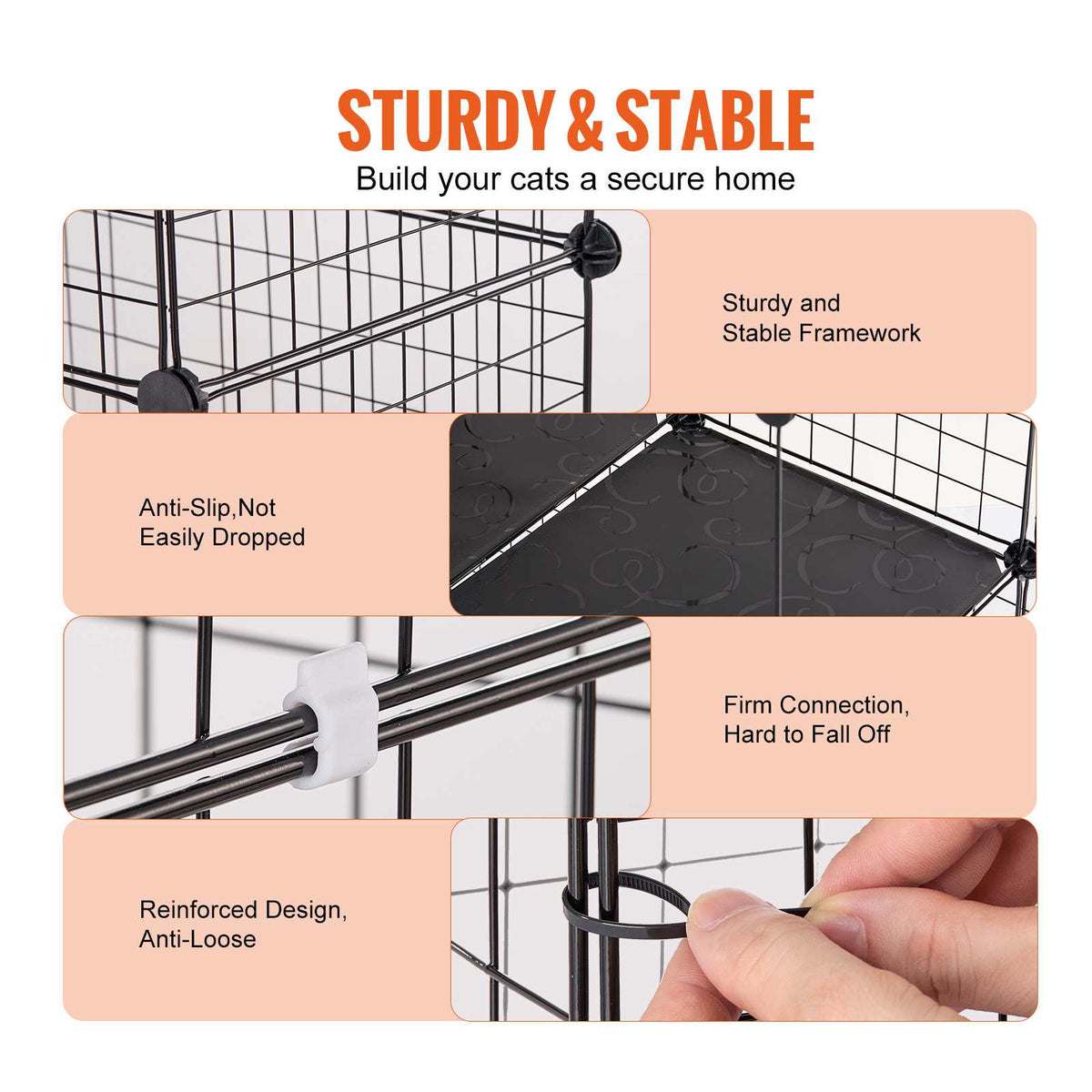 Large 4-tier Cat Cage, 41 x 14 x 55", Detachable Metal Wire Cat Enclosure, with Litter Box Hammock Ramp ladders, Indoor & Outdoor Crate Exercise Place Ideal for Kitty, Small Animals, Black